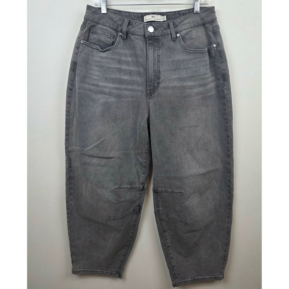 Rebecca Minkoff Gray High Rise Barrel Leg Jeans Size 10 Washed Denim